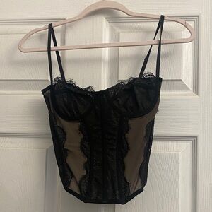 Urban Outfitters Black Lace Corset Crop Top